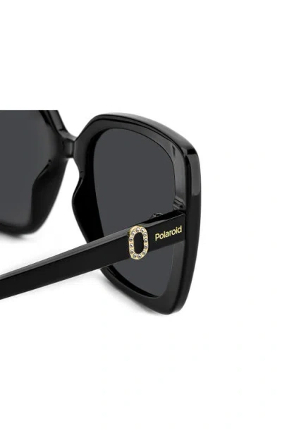 Polaroid 55mm Polarized Rectangular Sunglasses In Black