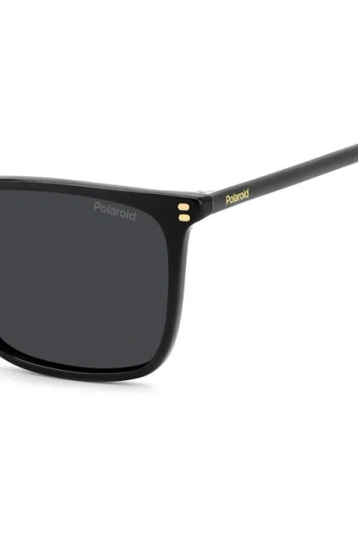 Polaroid 55mm Polarized Rectangular Sunglasses In Blue