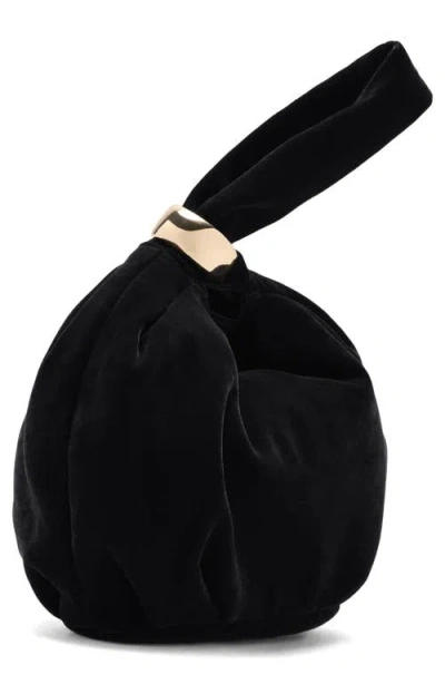 Mango Velvet Loop Handle Pouch Bag In Black