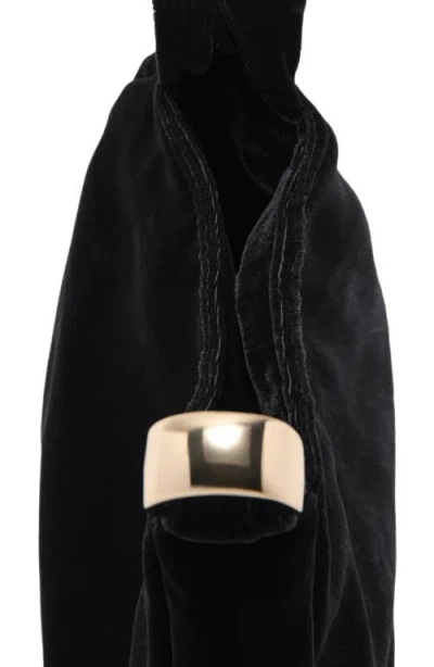 Mango Velvet Loop Handle Pouch Bag In Black