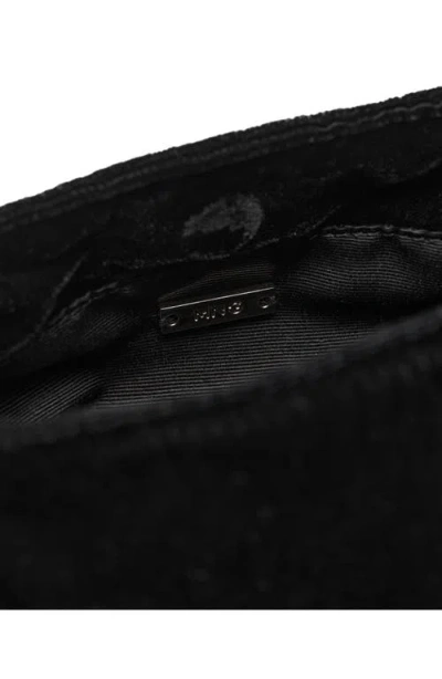 Mango Velvet Loop Handle Pouch Bag In Black