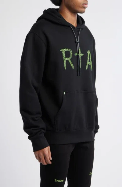 Rta Dion Oversize Black Circuit Logo Cotton Hoodie