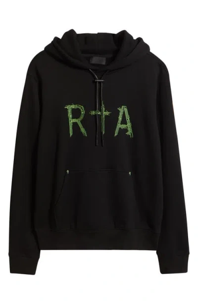 Rta Dion Oversize Black Circuit Logo Cotton Hoodie