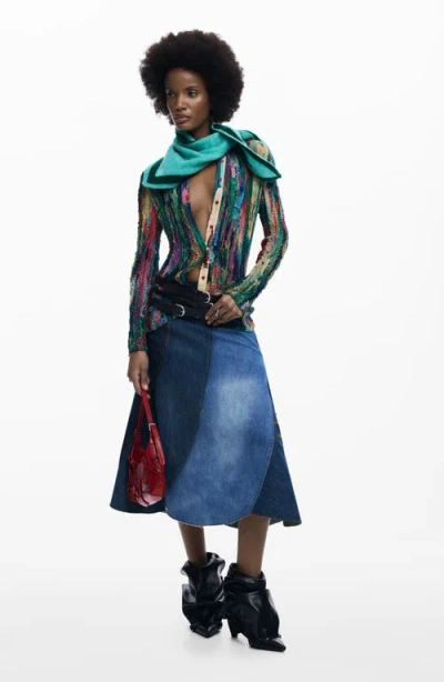Desigual Textured Button-up Shirt In Multi