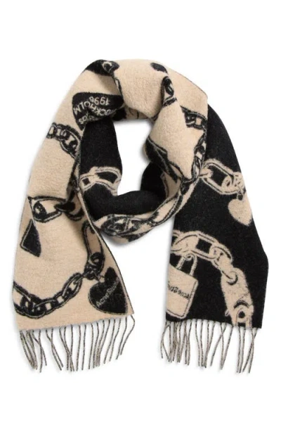 Acne Studios Vilma Chain Wool Blend Scarf In Brown
