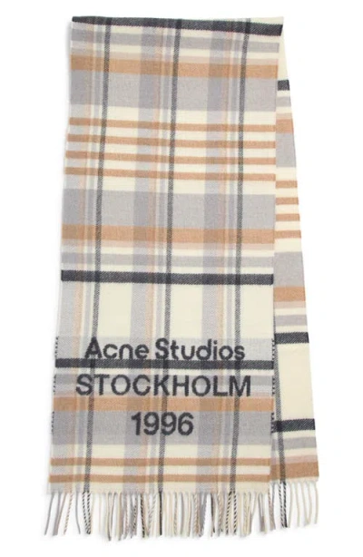 Acne Studios Scarf Featuring Fringed Edges Plaid Pattern In Brown
