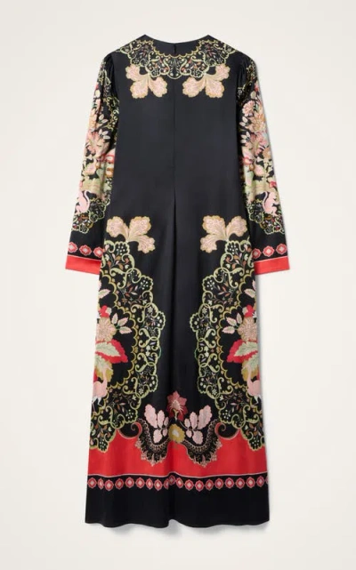 La Doublej Icon Clingy Swing Floral-print Stretch-satin Maxi Dress In Black