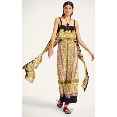 La Doublej Slip-around Floral-print Maxi Dress In Green