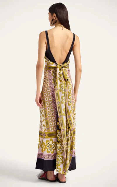 La Doublej Slip-around Floral-print Maxi Dress In Green
