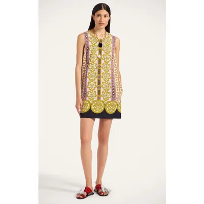 La Doublej Stretch Tunic Printed Satin Minidress In Multi