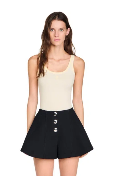 Sandro Press-stud Flared Shorts In Black