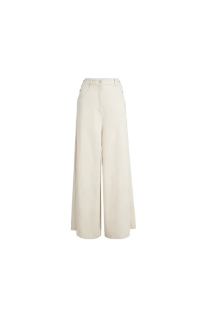 Brunello Cucinelli Cotton-wool Barrel Cuff Wide-leg Jeans In Nude