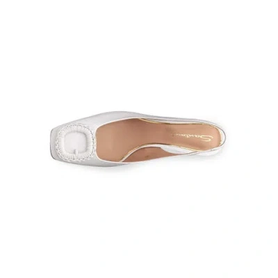 Santoni 50mm Corolle Leather Slingback Buckle Pumps In White