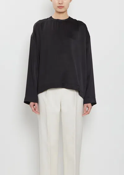 Totême Womens Black Boxy-fit Long-sleeves Woven Top