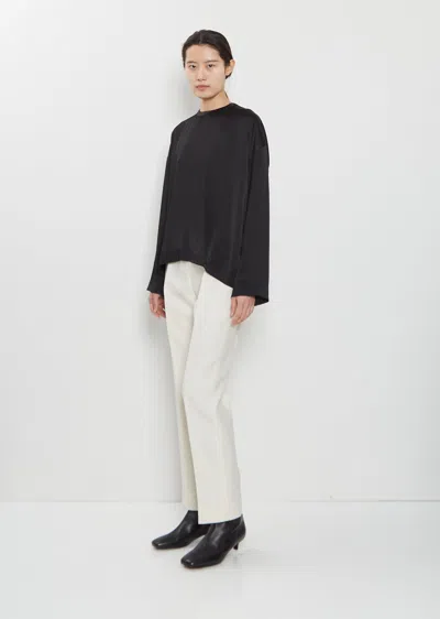 Totême Womens Black Boxy-fit Long-sleeves Woven Top