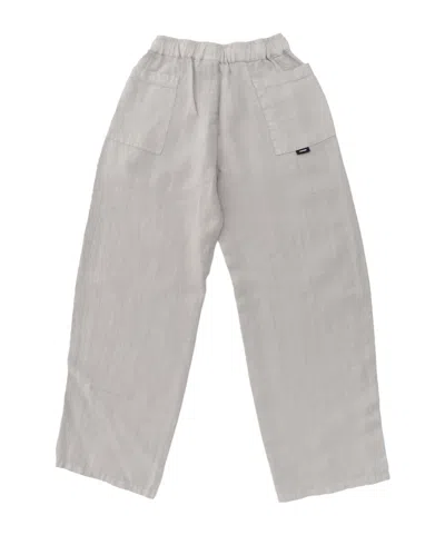 Aspesi Kids Logo Tag Elasticated Waistband Trousers In Gray