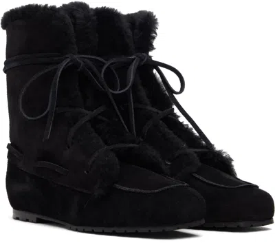 Aeyde Black Paul Shearling Ankle Boots In Black