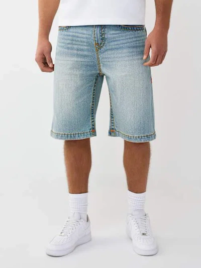 True Religion Vinny Super T Flap Denim Shorts In Blue