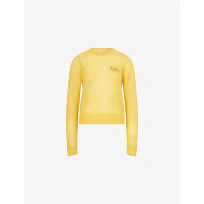 Mother Womens Gold Logo-embroidered Round-neck Wool-blend Jumper