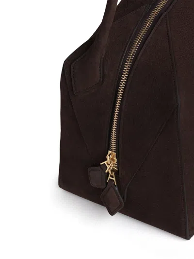 Alaïa Le Bouledogue Bowling Shoulder Bag In Nubuck Leather In Brown