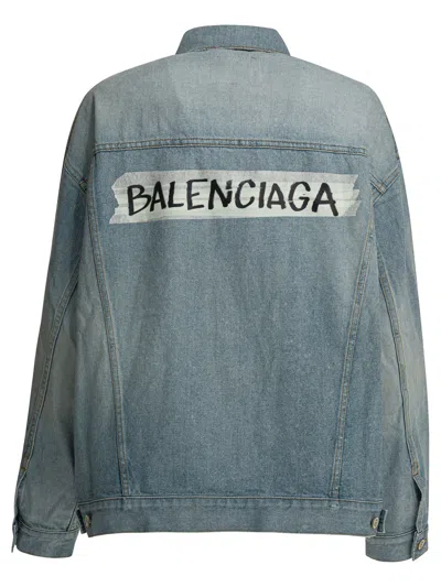 Balenciaga Collared Regular Jacket Long Sleeves Pockets In Blue