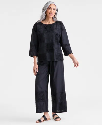 Style & Co Plus Size Patchwork Pull-on Pants In Blue