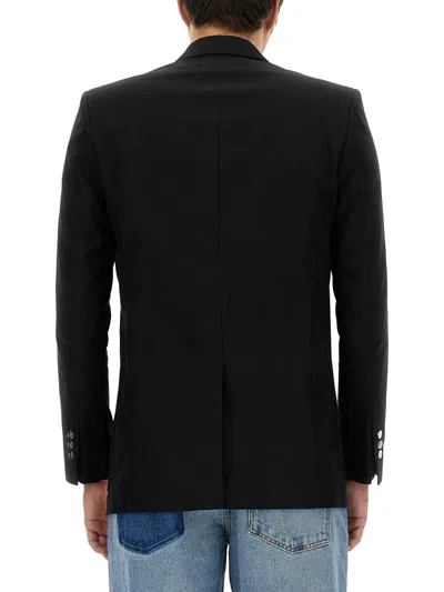 Balmain Double Breasted Tailored Wool Jacket In Black