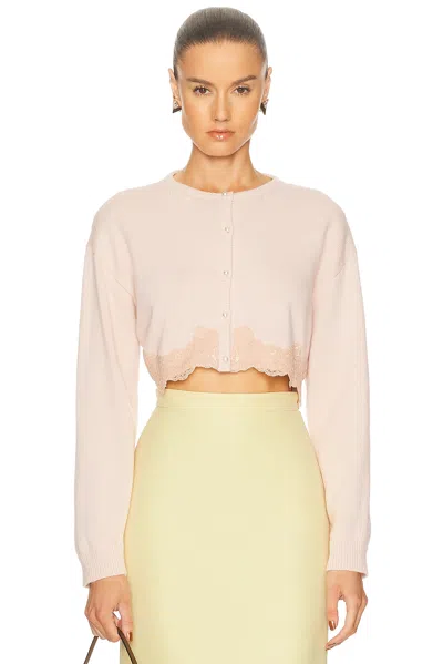 Valentino Wool Cardigan With Lace Woman Pink Xs In Pink
