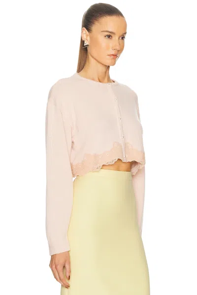 Valentino Wool Cardigan With Lace Woman Pink Xs In Pink