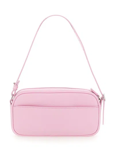 Courrèges Rectangular Cowhide Leather Shoulder Bag With Adjustable Strap In Pink