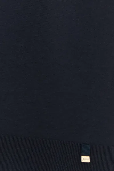 Herno Black Crewneck T-shirt With Logo Plaque On The Front In Cotton Blend Woman In Blue