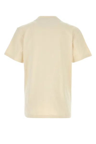 Alexander Mcqueen Men Cotton T-shirt With A Flocked Logo Printed In Neutral