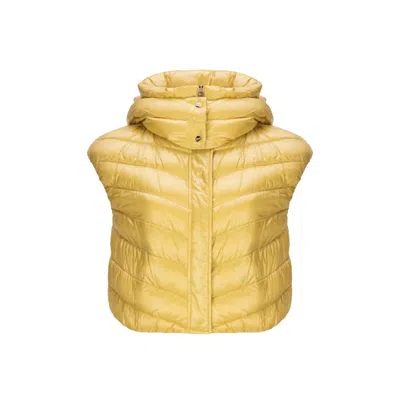 Herno Bicolor Polyamide Sleveless Jacket In Yellow
