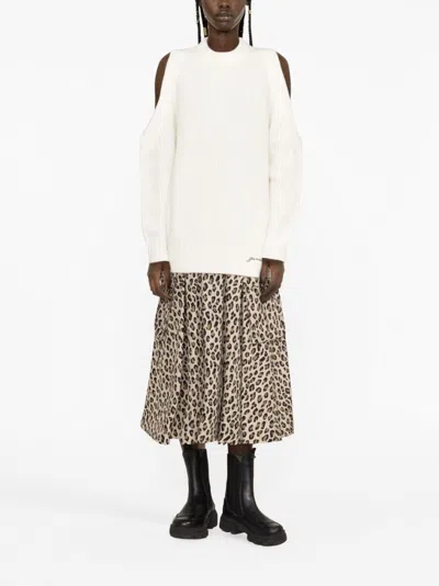 Ganni Women Jersey With Logo In White