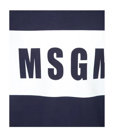 Msgm Logo Printed T-shirt In Blue