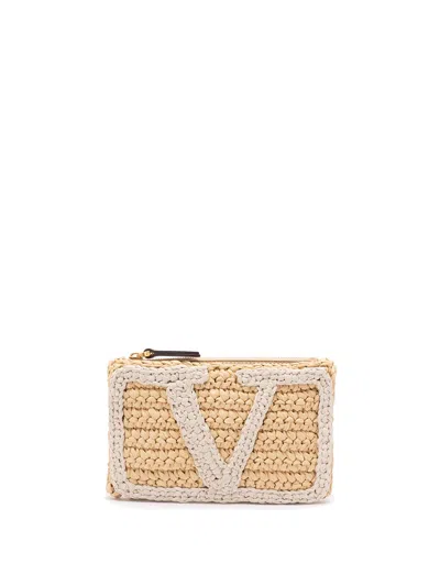 Valentino Garavani Vivasuperstar Crochet Clutch Bag In Sand