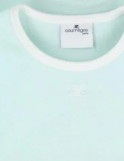 Courrèges Fitted Short-sleeve Top With Contrasting Trim In Blue