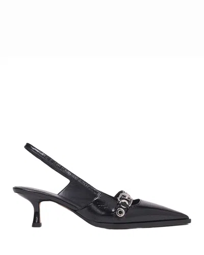 Maje Leather Pumps With Eyelet Strap In Multi
