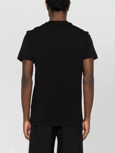 Moschino Short-sleeve Black T-shirt With Intricate Embroidery In Black