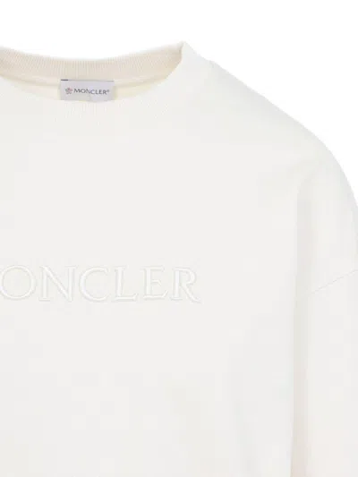 Moncler Crew Neck Sweatshirt Long Sleeves Ribbed Trims In Multi