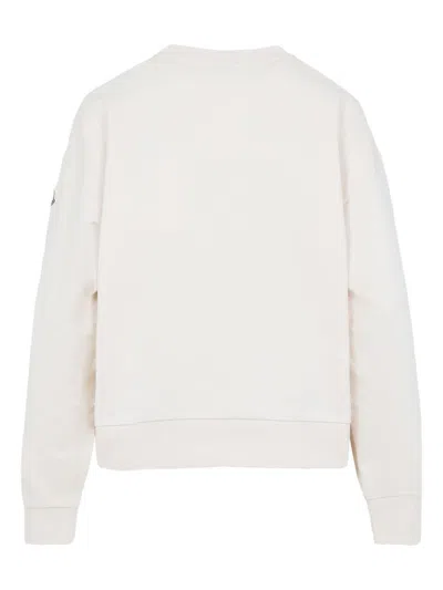 Moncler Crew Neck Sweatshirt Long Sleeves Ribbed Trims In Multi