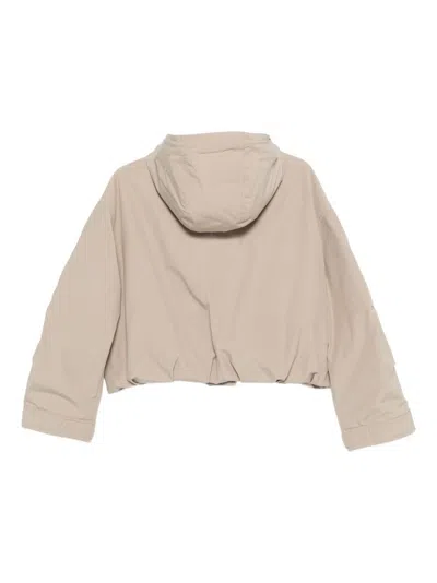 Moncler Eucalyptus Hooded Jacket Drawstring Front Pockets In Neutral