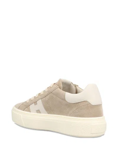 Hogan Grey Crosswind Calfskin Suede Sneakers In Neutral