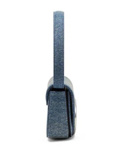 Diesel Shoulder Bag In Blue Denim With Leather Trims And Oval D Plaque