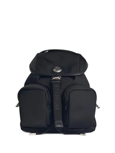 Moncler Versatile Polyester Backpack Adjustable Straps In Black