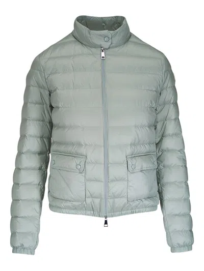Moncler Lans Quilted Metallic Shell Down Jacket In Green