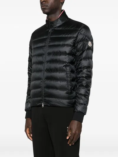 Moncler Micro Rip-stop Biker Jacket In Black