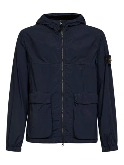Stone Island Hooded Flap-pocket Jacket In Black