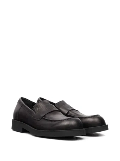 Mm6 Maison Margiela Black Calf Leather Bos Taurus Slip-on Loafers