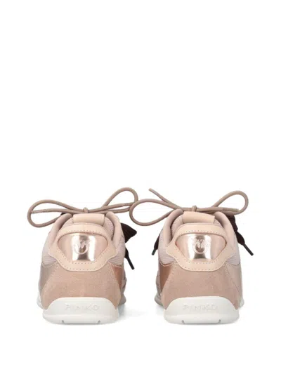 Pinko Yulia Leather And Mesh Sneakers With Two-tone Laces In Pink